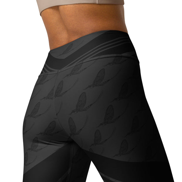 Graphic Mayfly Yoga Leggings (Grey/Black/Red) - High on the fly