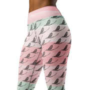 Mayfly Pattern Yoga Leggings (pink/green/grey) - High on the fly