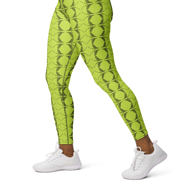Mayfly Sweater Yoga Leggings (yellow-green) - High on the fly