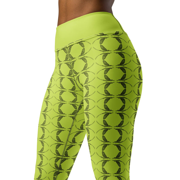 Mayfly Sweater Yoga Leggings (yellow-green) - High on the fly