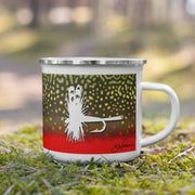 Brook Trout Fly Campers Enamel Mug - High on the fly