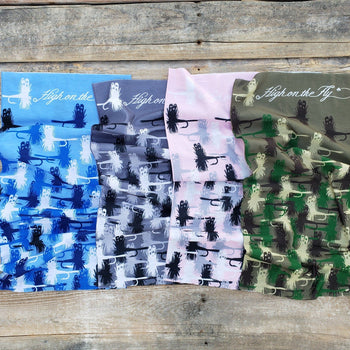 Adams Fly Camo Neck Gaiters in Blue, Grey, Pink and Green  - High on the fly