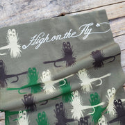 Adams Fly Camo Neck Gaiter up close in Green - High on the fly Accessory