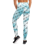 Mayfly Pattern Yoga Leggings (Cloudy Blue) - High on the fly