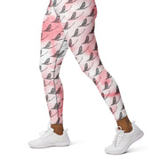 Mayfly Pattern Yoga Leggings (pink) - High on the fly