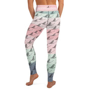Mayfly Pattern Yoga Leggings (pink/green/grey) - High on the fly