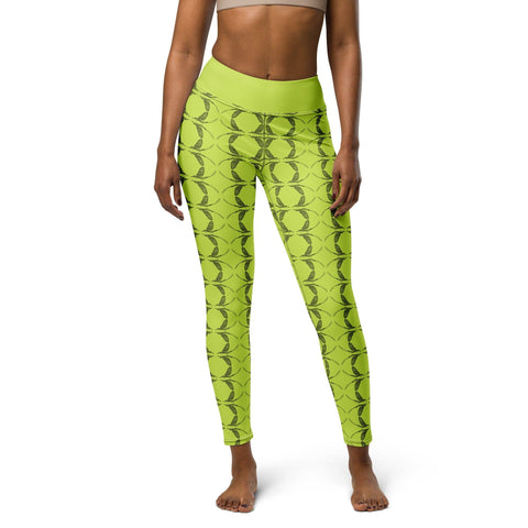 Mayfly Sweater Yoga Leggings (yellow-green) - High on the fly